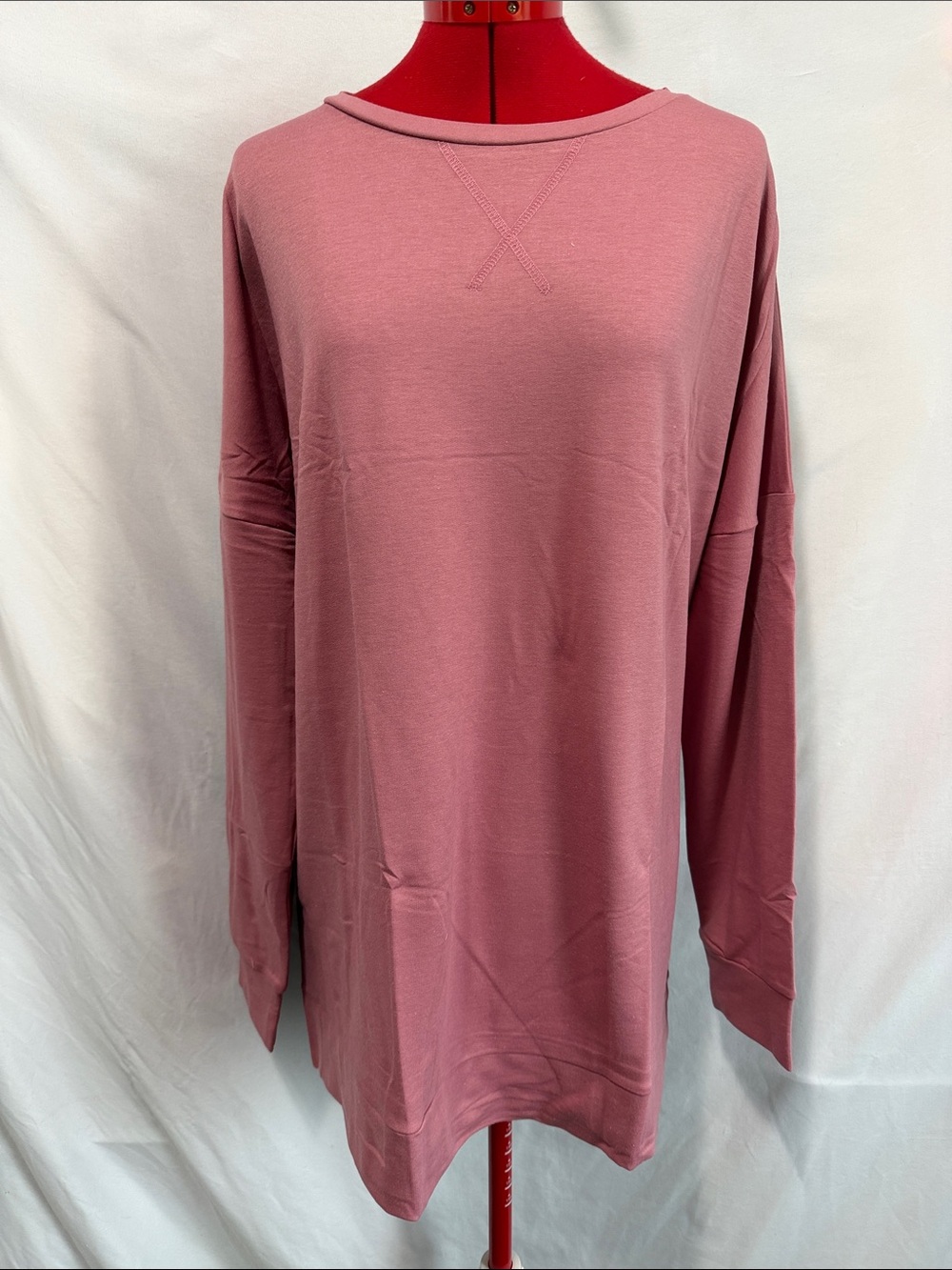 Women's Long Sleeve Lightweight Pullover Sweatshirt - Dusty Rose XL66
